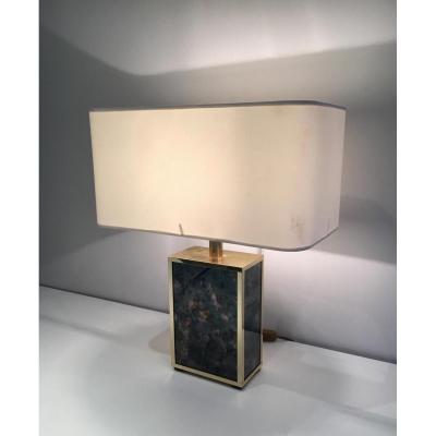 In The Style Of Aldo Tura. Gilded Metal Lamp And Glass