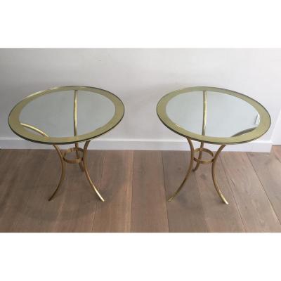 Pair Of Round Golden Sofa Tips