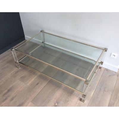 Large Coffee Table In Plexiglass And Chrome.