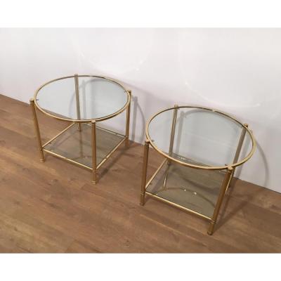 Pair Of Brass Round Sofa Tips.