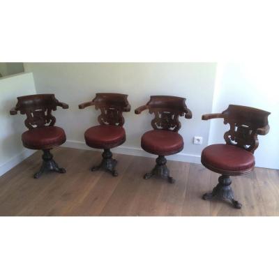 Rare Set Of Four Commandery Armchairs