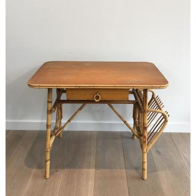 Rattan Desk (a Small Miss On The Magazine Rack). Around 1970