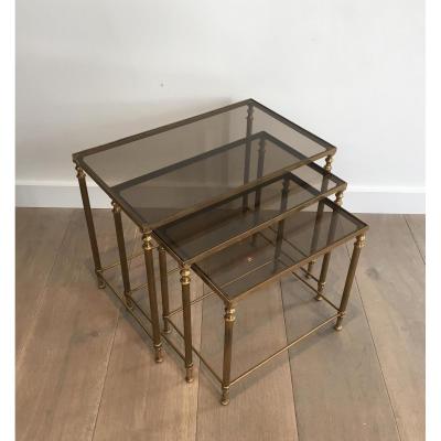 Neoclassical Nesting Tables Set Brass.