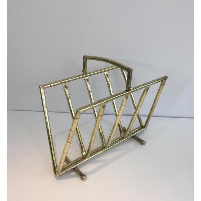 Magazine Rack Way Faux-bamboo Brass.