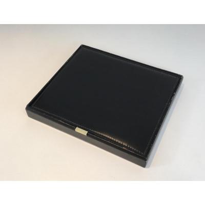 Large Document Box Black Leather And Brass.