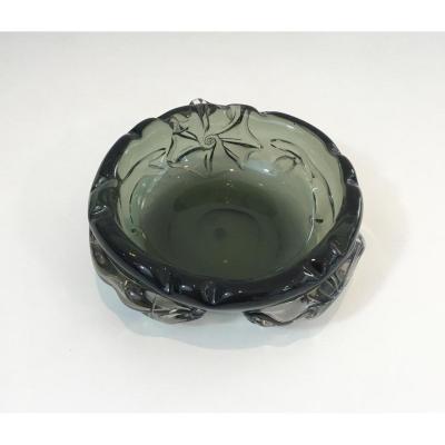 Important Crystal Ashtray Decorated With Sharks.