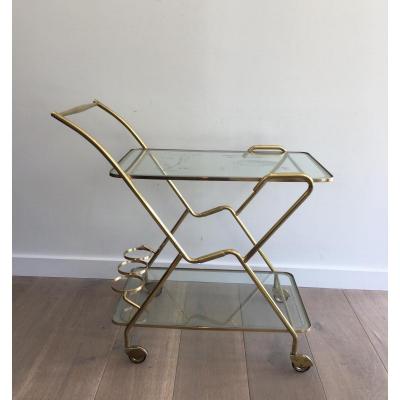 Rolling Table Design Italian Brass And Engraved Lenses.