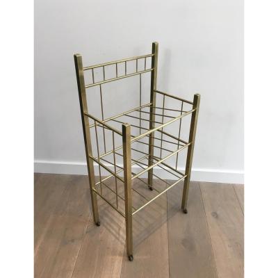 Brass Magazine Rack (damaged Brass In Low Part On One Of The Feet). Around 1900