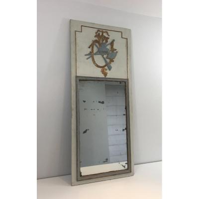 Louis The 16th Style Carved Wood Painted Trumeau. French. Circa 1800