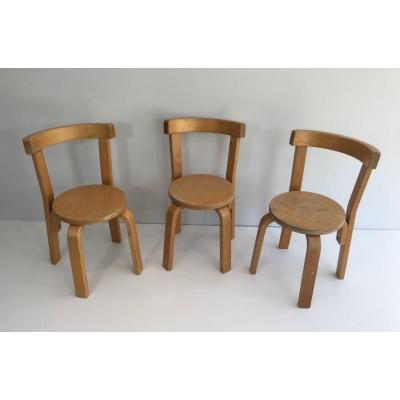 Set Of 3 Children Chairs. Circa 1970