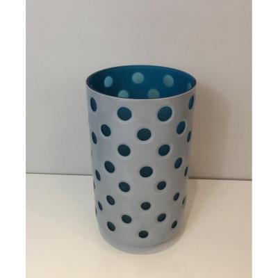 Design Overlay Glass Vase. Italy. Circa 1970
