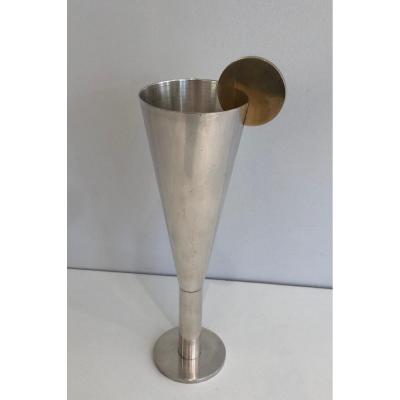 A.pozzi. Silver Plated And Brass Champagne Flute. Italy. Marked Padova A.pozzi. Circa 1950