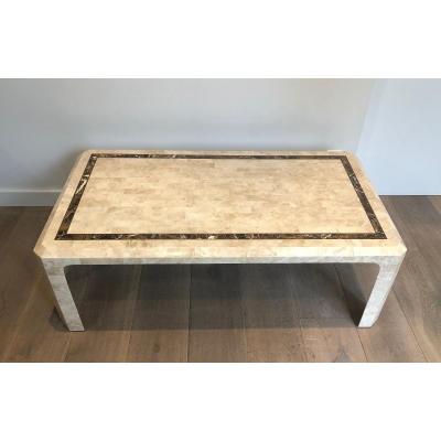 Marble Plates Coffee Table With Brass Line Incrustations. French. Circa 1970