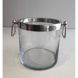 Silver Plated And Glass Champagne Bucket. French. Circa 1970