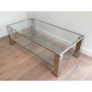 Modernist Chrome Coffee Table. French. Circa 1970