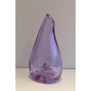 Glass Purplish-colored Pear-shaped Vase. French Work. Circa 1970
