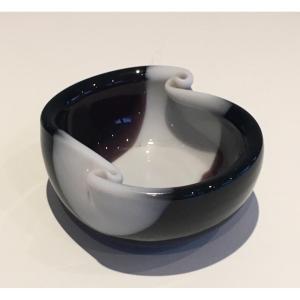 Bi-color Glass Vide-poche. French Work. Circa 1970