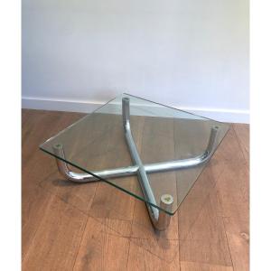 Chromed Coffee Table With Glass Shelf