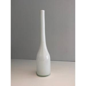 Tall White Opaline Glass Vase