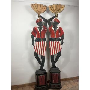 Important Pair Of Orientalist Characters From A Theater Set, Provence