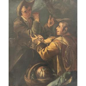 Antique Genre Scene In The Style Of The Le Nain Brothers