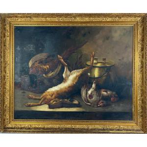 Nature Morte De Chasse Au Gibier Signée Artigau - XIXth Century