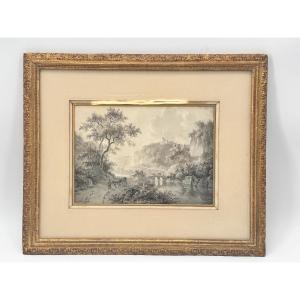 Willem De Klerk (1800-1876), Animated Landscape With Bridge And Ruins.