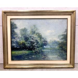 Louis Van Engelen (1856-1940), Pond In Springtime