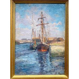 Les Sables d'Olonne Oil On Panel Signed Renée Bouix XXth Century French School