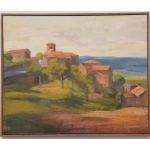 Saint Basil The Evening Angelus Oil On Canvas Located And Signed Marie-laurence Gaudrat