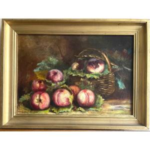 The Peach Basket Oil On Canvas Late 19th