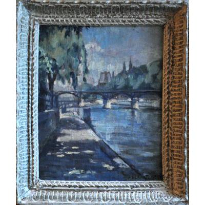 Ponts De Paris Oil On Canvas Signed Albert Maurice Dekorte Twentieth Century