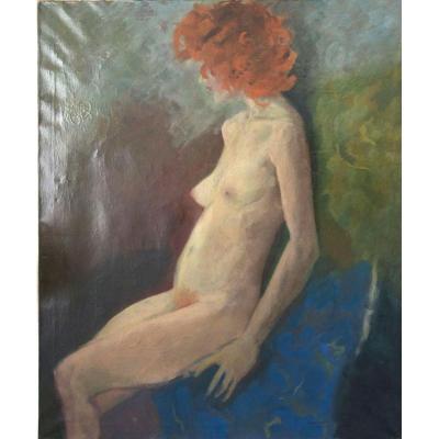 Portrait Of A Ginger Woman Oil On Canvas Signed Luc Maes Dated 1977  20th Century