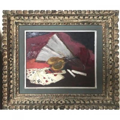Cards And Castanets, Oil On Isorel, Signed Carréga, 20th Century