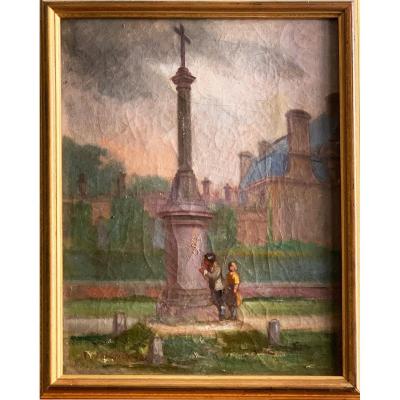 Cache Cache Oil On Canvas Signed Edouard Michon French School 19th Century