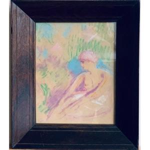 Young Woman Pastel Sketch Circa 1940