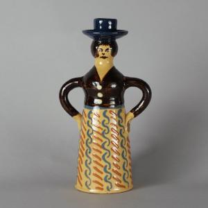 Terracotta Candlestick From Soufflenheim