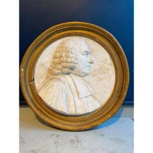 Large Plaster Medallion Representing An 18th Century Magistrate