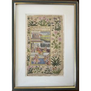 Indian Miniature, Palace Scene, 19th Century