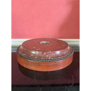Round Base In Red Marble And Rotating Bronze, 19th Century