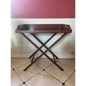 Mahogany Serving Table On X-shaped Base, England, 19th Century