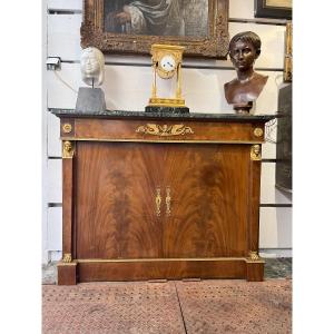 Empire Style Mahogany Veneer And Gilt Bronze Sideboard, 20th Century