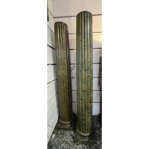Pair Of Sea Green Plaster Columns 