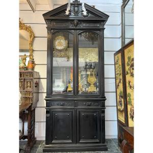 Display Case, Cupboard, Bookcase In Blackened Wood, Napoleon III Period