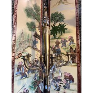 Gilt Bronze Chandelier - Empire Style - Crystals - 20th Century