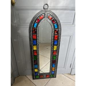 Colored Glass Mirror - 1970s - 20th Century