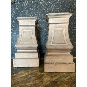 Pair Of 19th Century Terracotta Bases, Height 18.5cm