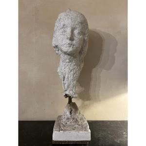 Plaster Head - Young Woman - Sculpture - Circa 1940 - 20th Century