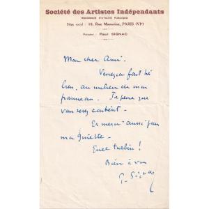 Paul Signac - Autograph Letter Signed By The Master Of Pointillism - Neo-impressionism