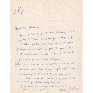 Jean Cocteau Castigates Poetry Night - Autograph Letter Signed - 1954